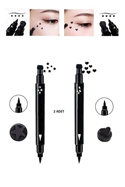 Genel Markalar Eyeliner Çift Taraflı Kalp Ve Yıldız Desenli Kalem 2 Adet