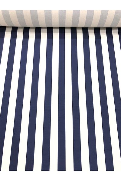 Bakırcı Kumaş Navy Blue White Striped Upholstery Fabric