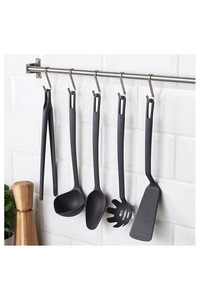 IKEA Kitchen Ladle Spatula Set 5 Pieces Gray Color Anti-Scratch Spoon Set