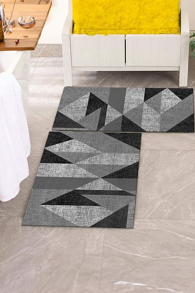 Bir Aksesuar 2-piece Non-slip Based Washable Bathroom Set - Rug and Mat Toilet Seat Set (1)