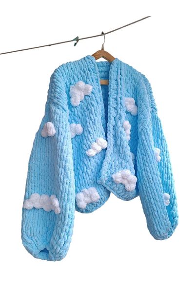 El örgüsü Cardigan și jachetă din lână pufoasă tricotată în nor