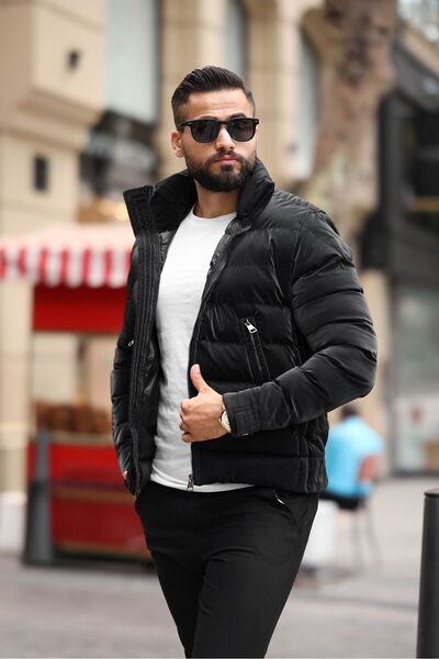 Kawimoda Dik Yakalı Erkek Şişme Mont Kışlık Mont Su Geçirmez