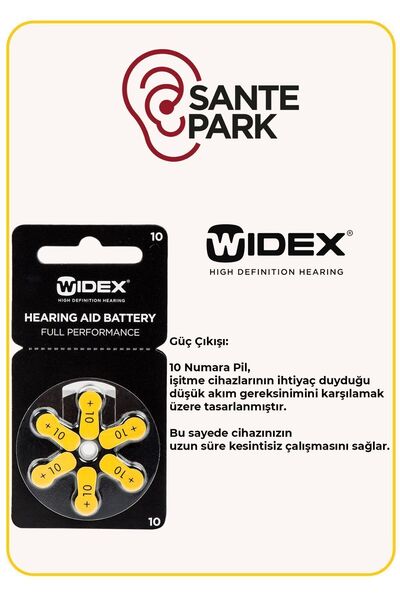 WİDEX Isitme Cihazi Pili - 10 Paket 10 Numara Pil - 10 Numara Kulak Cihazi Pili - Isitme Cihazi Pili
