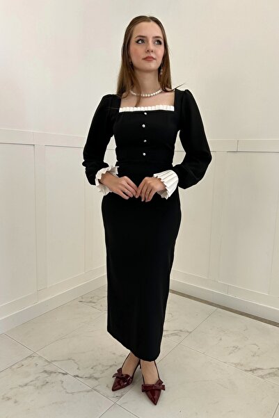 HELİS BUTİK Rochie de epocă Loya cu mâneci și piept