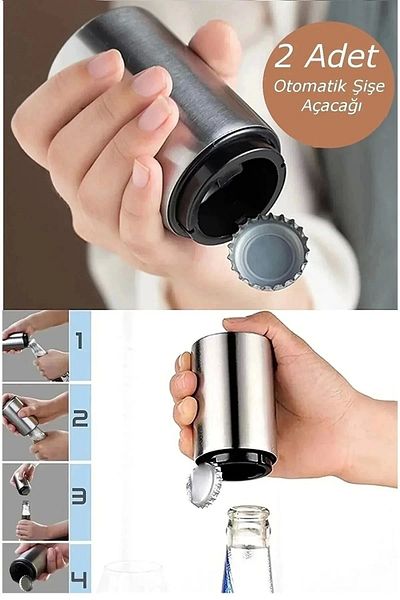 chef desing 2 Pieces Automatic & Practical Bottle Opener Push and Pull Bottle Soda Soda Cap Opener Corkscrew