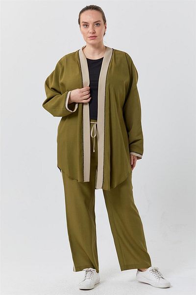 Vivencia Khaki Color Bias Double Suit Set