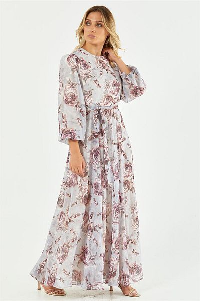Levidor Gray Floral Patterned Dress