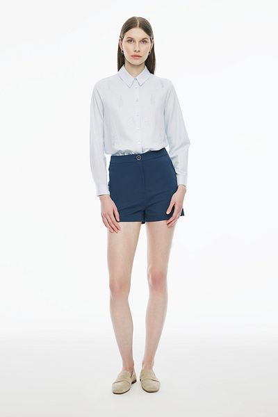 Perspective Indigo Colored Belias Regular Fit Women's Shorts - Short Length