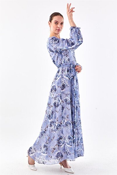 Levidor Blue Floral Patterned Dress