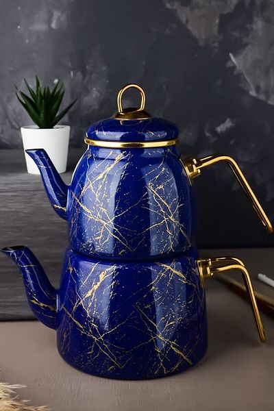 Paçi Elite Class Dark Blue Broken Marble Teapot