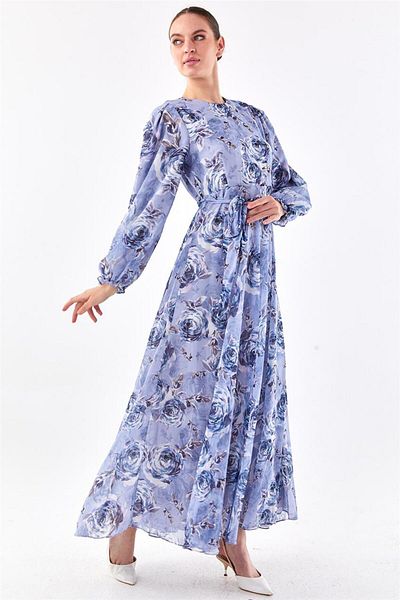 Levidor Blue Floral Patterned Dress