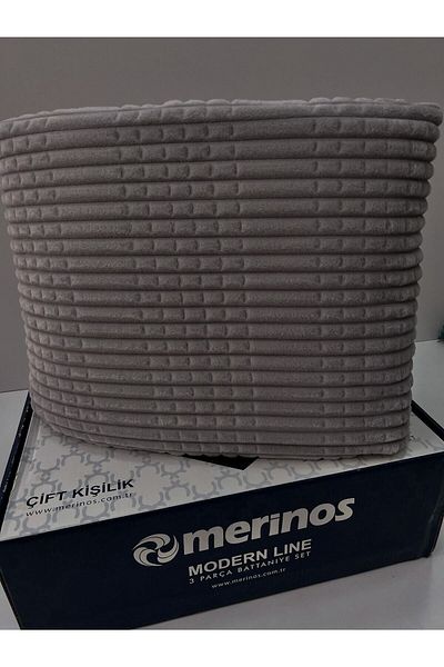 Merinos طقم بطانية مودرن لاين أنثراسيت مكون من قطعتين
