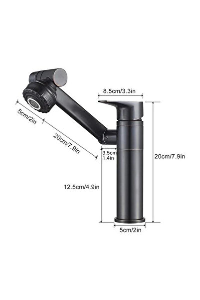 Global AKROBAT LAVABO BATARYA SİYAH BASİN MİXER