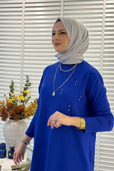 Rabia Şamlı Πλεκτό Gonca Stone Tunik Saks