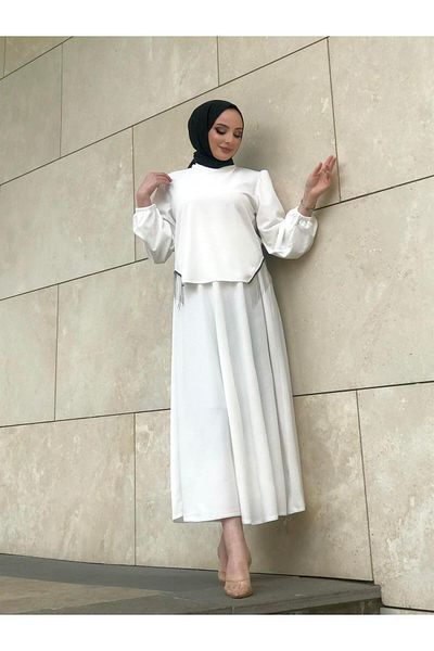 MERVEN AKYÜZ White Poppy Skirt Set