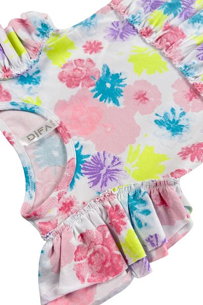 difa kids Fata - Rochie de vara confortabila cu volane cu imprimeu floral pudrat