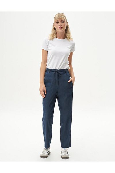 Kayra Hotfix Printed Lyocell Pants Navy Blue