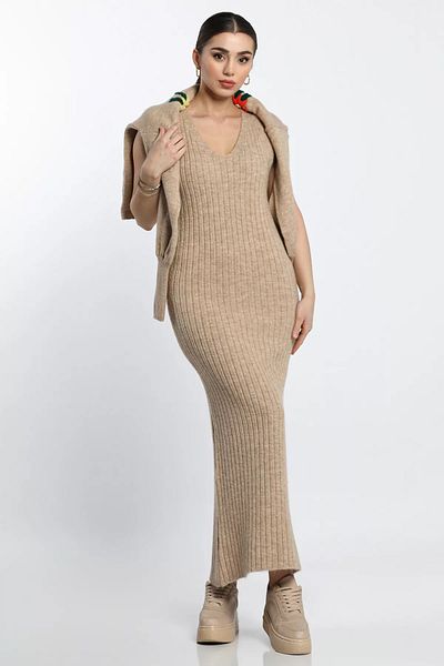 GÜLSELİ Embroidered Knitwear Blouse and Dress Set for Women - Half Turtleneck