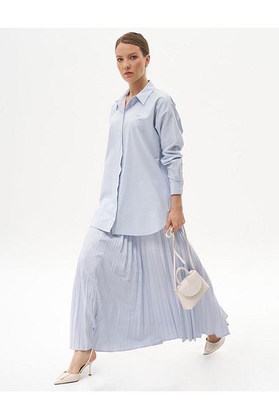 Kayra Ice Blue Basic Poplin Tunic - Πέτο πουκάμισου