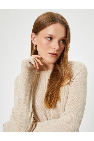 Koton New Season Oversize Knitwear Sweater Long Crew Neck