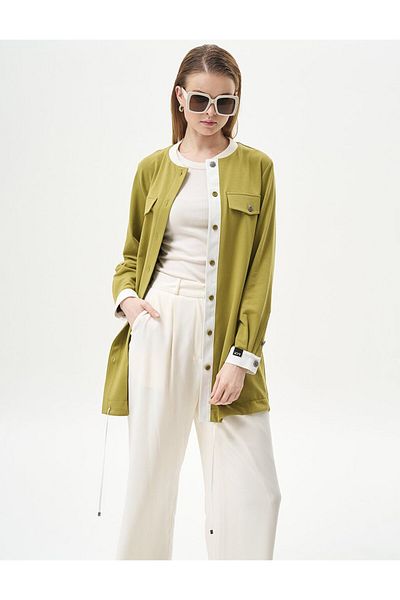 Kayra Ecru Color - Basic Trousers with Pleated and Pocket Detail