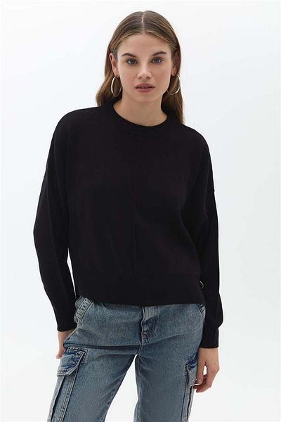 Fashion Friends Pulover negru cu fermoar lateral