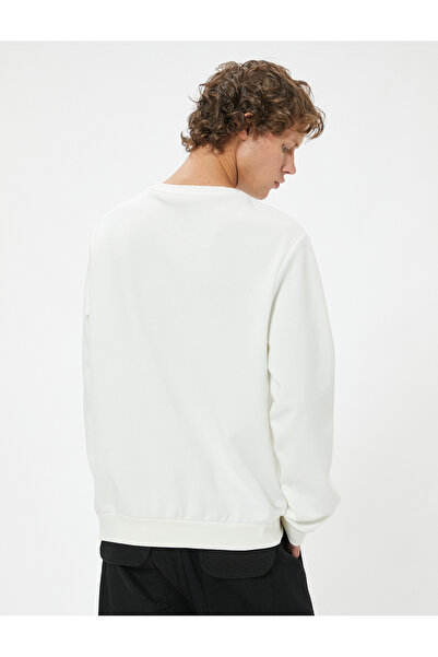 Koton Φούτερ με στάμπα με σλόγκαν, βασικό μακρυμάνικο μπλουζάκι με λαιμόκοψη, βαμβακερό ύφασμα interlock