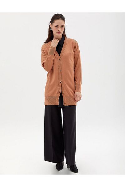 Kayra Tricotaj de bază Cardigan Somon