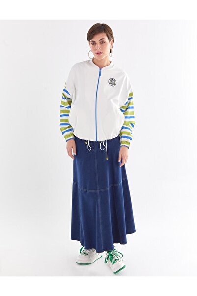 Kayra Бомбер-куртка з вишивкою кольору екрю