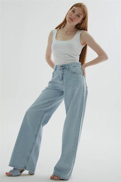 Fashion Friends Pantaloni largi din denim A.Blue