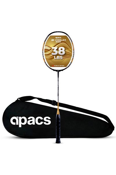 Apacs مضرب تنس الريشة Z-Ziggler Limited غير مترابط من الجرافيت | 38 رطل | عمود رفيع 6.2 مم | G2-4 1/8 بوصة