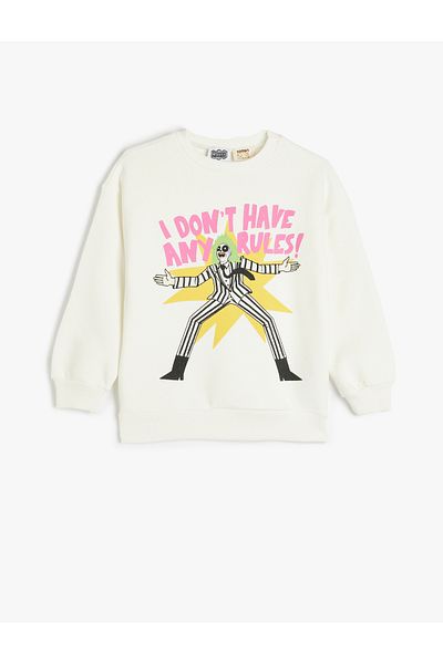 Koton Beetlejuice Licensed Long Sleeve Sweatshirt - Crew Neck