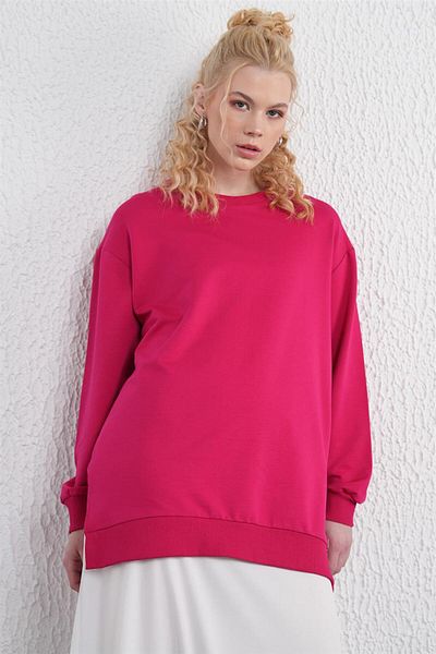 Kayra Fuchsia Basic Sweatshirt - Two Thread
