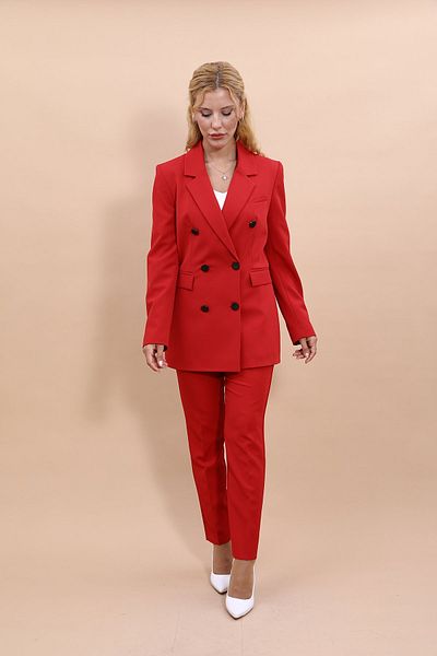 ÖNDER ÖZSOY Blazer Jacket & Tube Leg Trousers Set-red