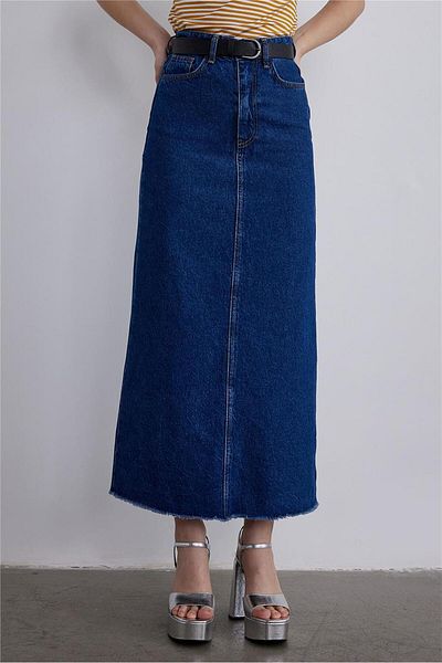Suud Collection Fustă de Jean lung albastru mediu