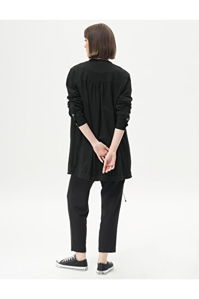 Kayra College Collar Two Thread Jacket with Pocket Flaps Black