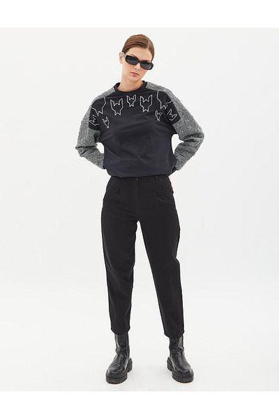 Kayra Denim Slouchy Trousers Black