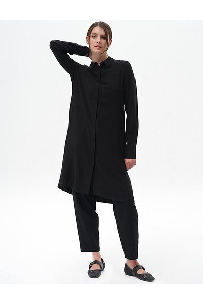 Kayra Hidden Paw Basic Long Tunic Black
