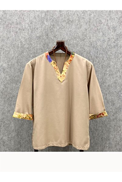 FıttingRoom Bohemian Fakir Sleeve Earth Woven Oversize T-Shirt