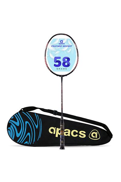 Apacs مضرب تنس الريشة الياباني غير المخيط من الجرافيت بوزن 55 جم | خفيف للغاية 55 جم | أسود-برتقالي