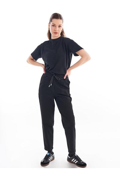Kayra Black Denim Trousers - Elastic Waist