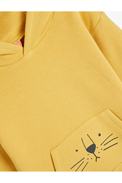 Koton Kapşonlu Sweatshirt Kanguru Cepli Şardonlu