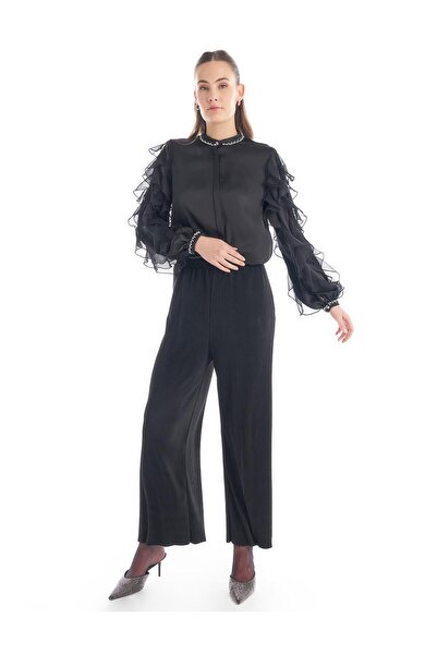 Kayra Beli Lastikli Fitilli Pantolon Siyah