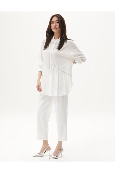 KYR Ecru Tunic - Stripe and Accessory Detailed