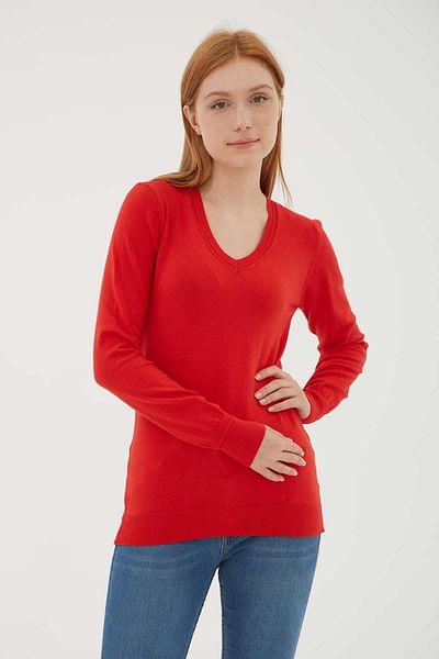 Fashion Friends V-Neck Sweater Red