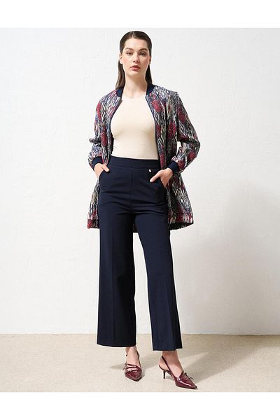 Kayra Navy Blue Wide Leg Iron Trace Trousers