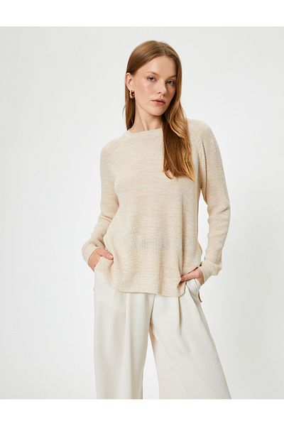 Koton New Season Oversize Knitwear Sweater Long Crew Neck