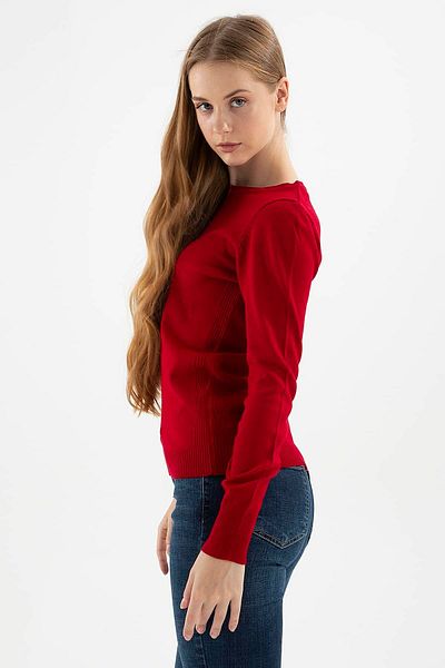 Fashion Friends Pulover roșu Claret cu decolteu