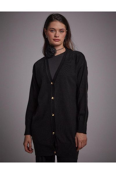 Kayra Basic Knitwear Cardigan Black