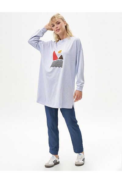 KYR Hanorac albastru cu model geometric